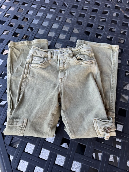 Zara Other - Zara Girls Olive Green Cargo Jeans - Classic Utility Style - Size 7 Kids